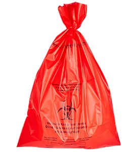 Vrečka - za avtoklaviranje, BIOHAZARD, PP, rdeča